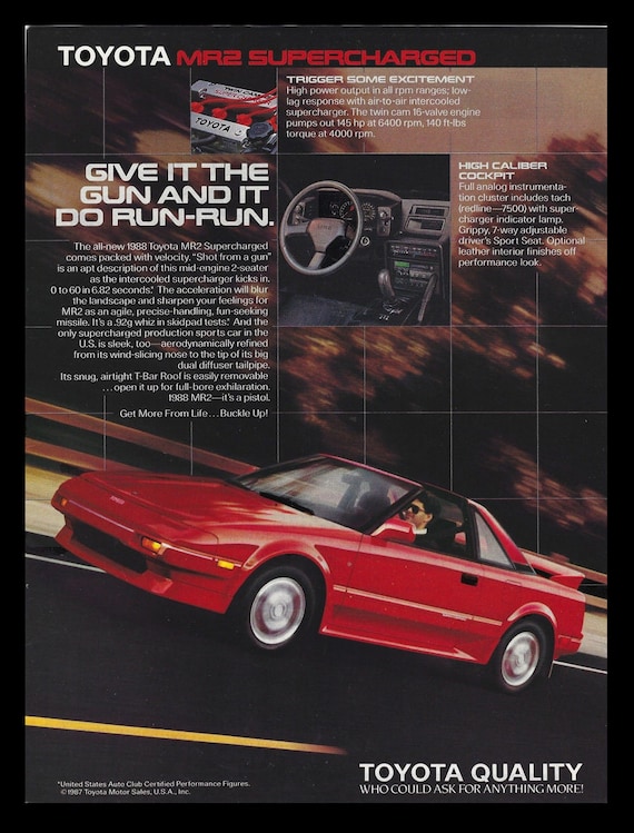 1987 Toyota MR2 Original Magazine Ad - Etsy 日本