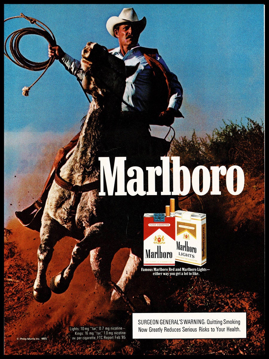 1985 Marlboro Cigarettes Marlboro Man Original Magazine Ad Etsy