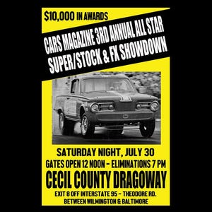 1966 Cecil County Dragway Super Stock & FX Showdown Drag Racing Retro Poster Print