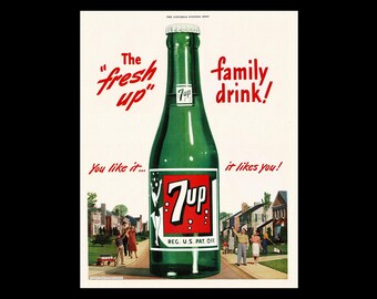 Vintage 7UP THE UNCOLA Peter Maxx Style Metal Sign, Rare Retro
