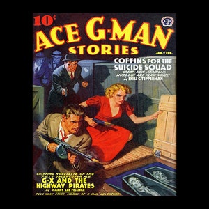 1940&#39;s Ace G Man Detective Pulp Magazine Cover Poster Print - Retro Pulp Magazine Art