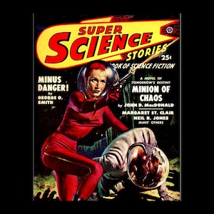 1940&#39;s Super Science Fiction Stories Pulp Magazine Cover Poster Print - Retro Pulp Magazine Art
