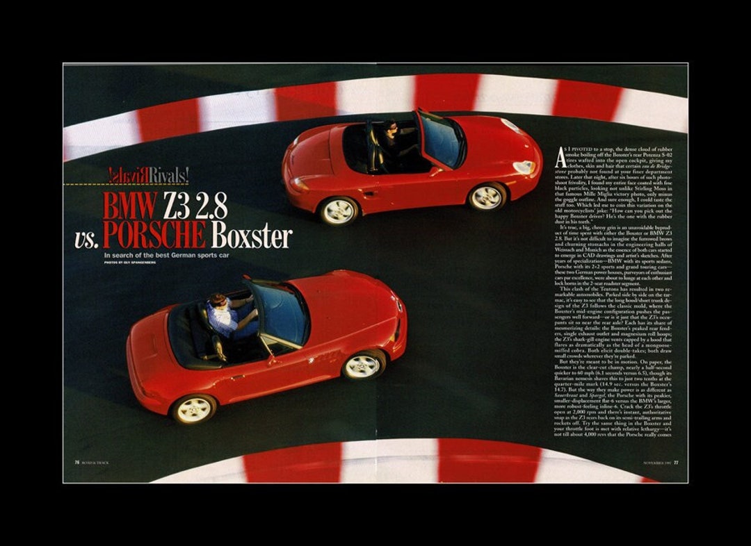 1998 BMW Z3 Vs. Porsche Boxster Original Magazine Road Test - Etsy