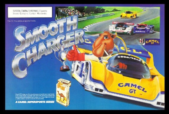 1990 Joe Camel Cigarettes Sports Car Racing Original Magazine Ad