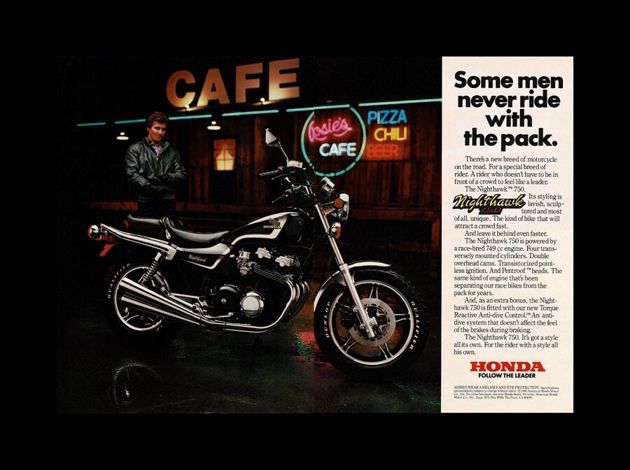 1982 Honda 750 Nighthawk Motorcycle Original Retro Magazine Ad