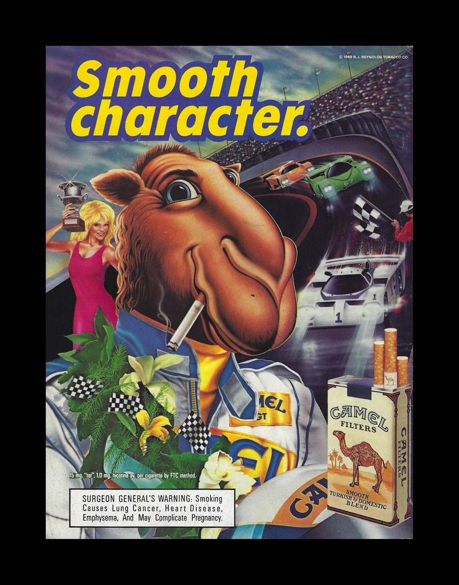 1989 Joe Camel Cigarettes Sports Car Racing Original Magazine Ad 