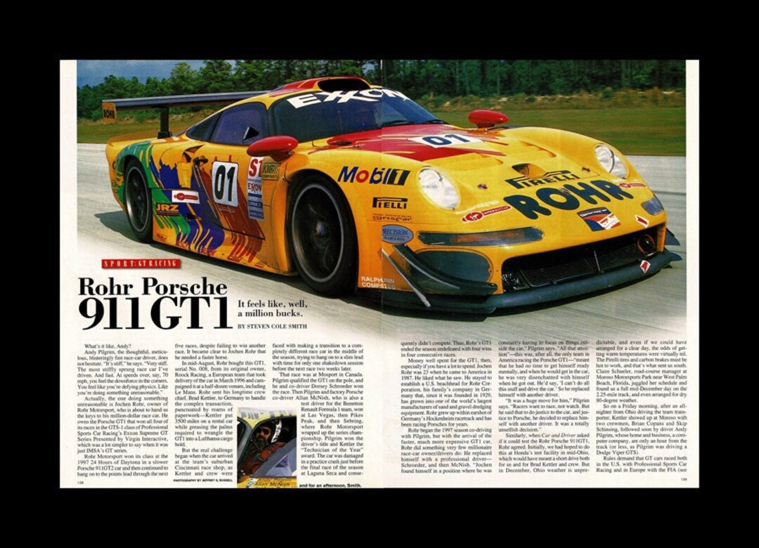 1998 Porsche 911 GT1 Race Car Original Magazine Race Track Test - Etsy