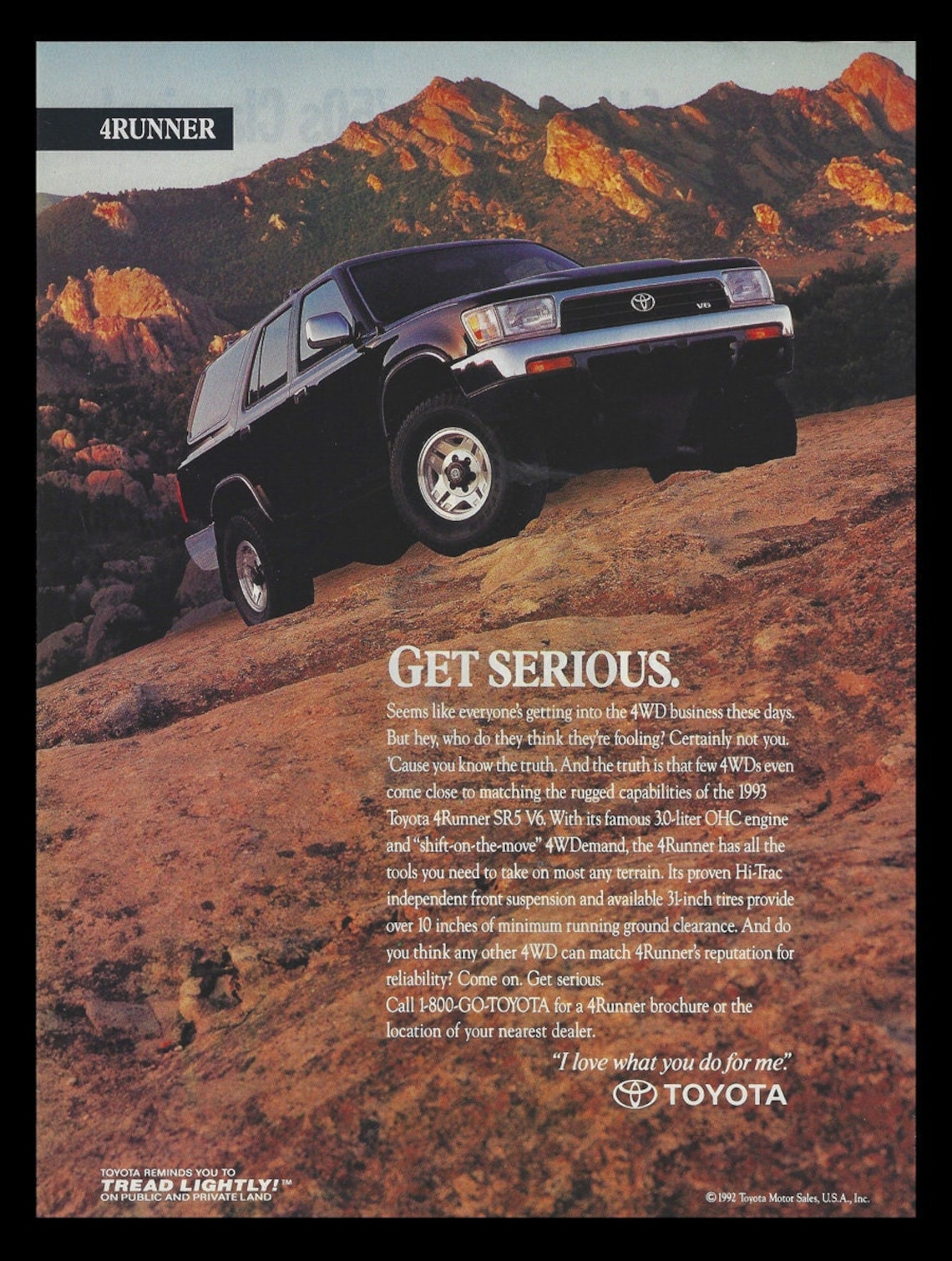 1993 Toyota 4runner Magazine Ad : Original 8x11 Print Advertisement - Etsy