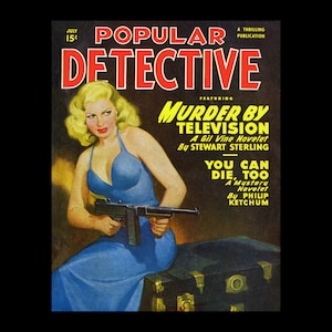 1940&#39;s Popular Detective Pulp Magazine Cover Poster Print - Retro Pulp Magazine Art