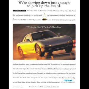 1993 Mazda RX7 Original Magazine Ad One Time Only Father's Day Sale image 2