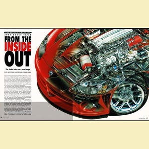 May include: A magazine spread featuring a red 2003 Dodge Viper with a cutaway view revealing the engine and mechanical components. The text reads "TECHNICAL ANALYSIS 2003 DODGE VIPER FROM THE INSIDE OUT" alongside columns of printed article text.