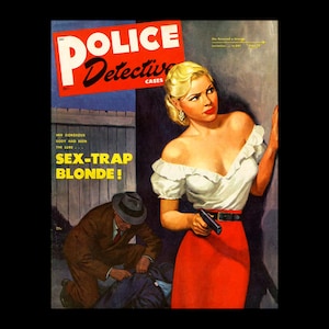 1940&#39;s Police Detective Pulp Magazine Cover Poster Print - Retro Pulp Magazine Art