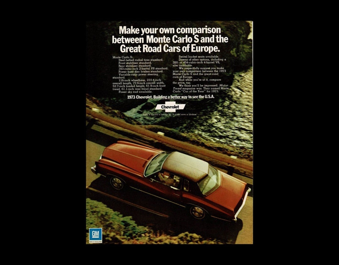 1973 Chevy Monte Carlo Original Magazine Ad - Etsy