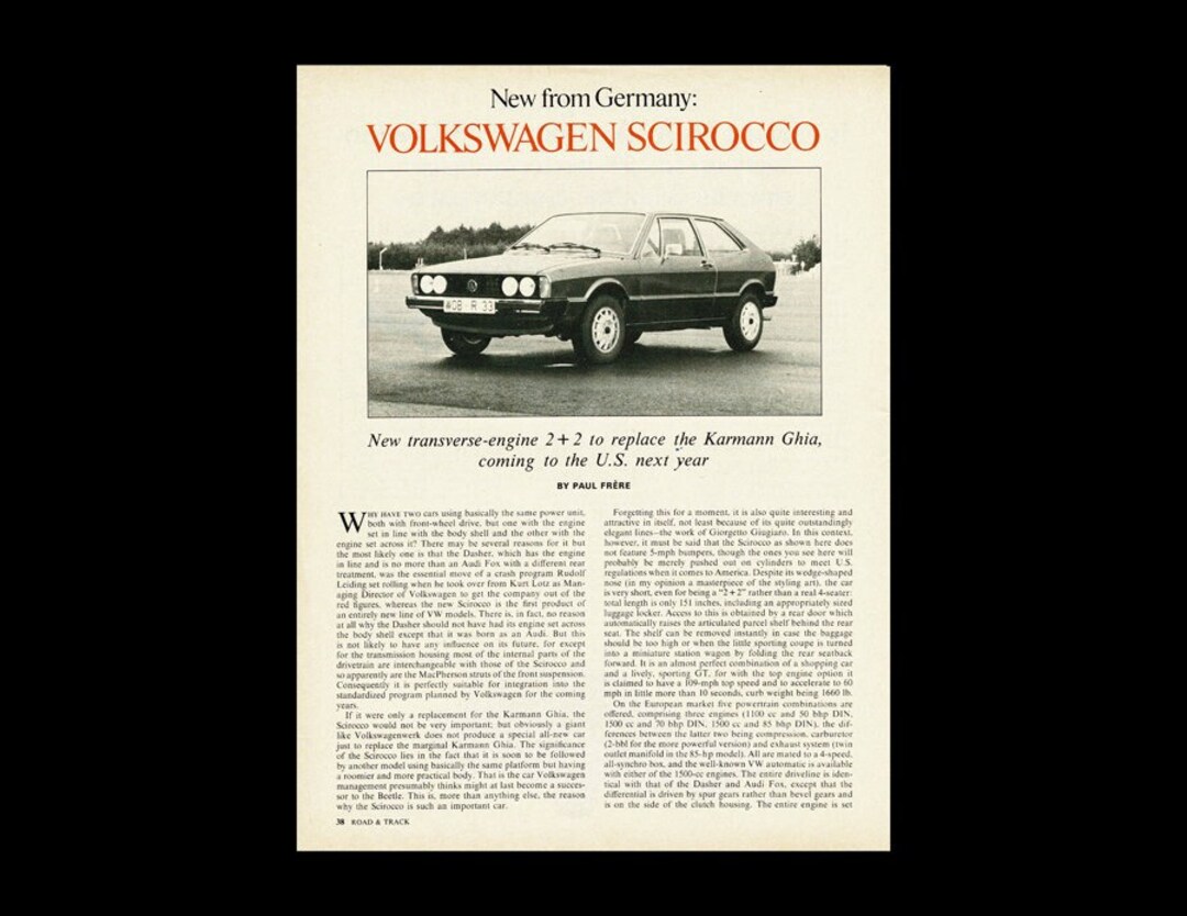 1975 VW Scirocco Original Magazine New Model Introduction / Preview