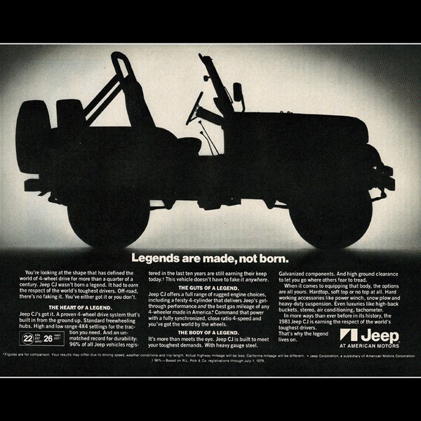 1981 Jeep CJ Original Retro Magazine Ad