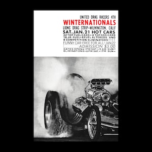 1969 Lions Dragstrip UDRA Winternationals Drag Racing - Long Beach California - Vintage Drag Racing Poster Print