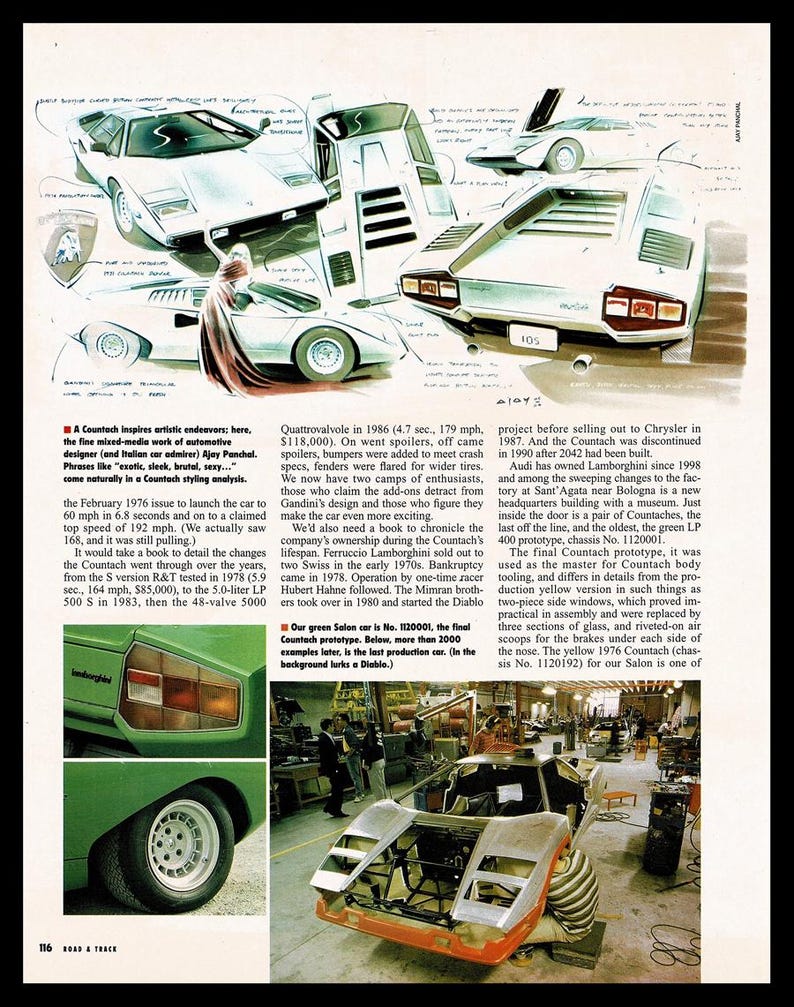 Lamborghini Countach Prototype Original Magazine Historical Feature ...