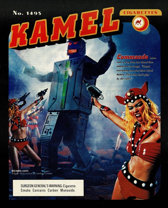 kamel red light cigarettes 1998 Kamel Red Premium Cigarettes Original Magazine Ad: Science Fiction  Robot Theme