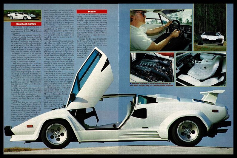 1994 Lamborghini Diablo, 1988 Countach & 1970 Miura Original Magazine ...