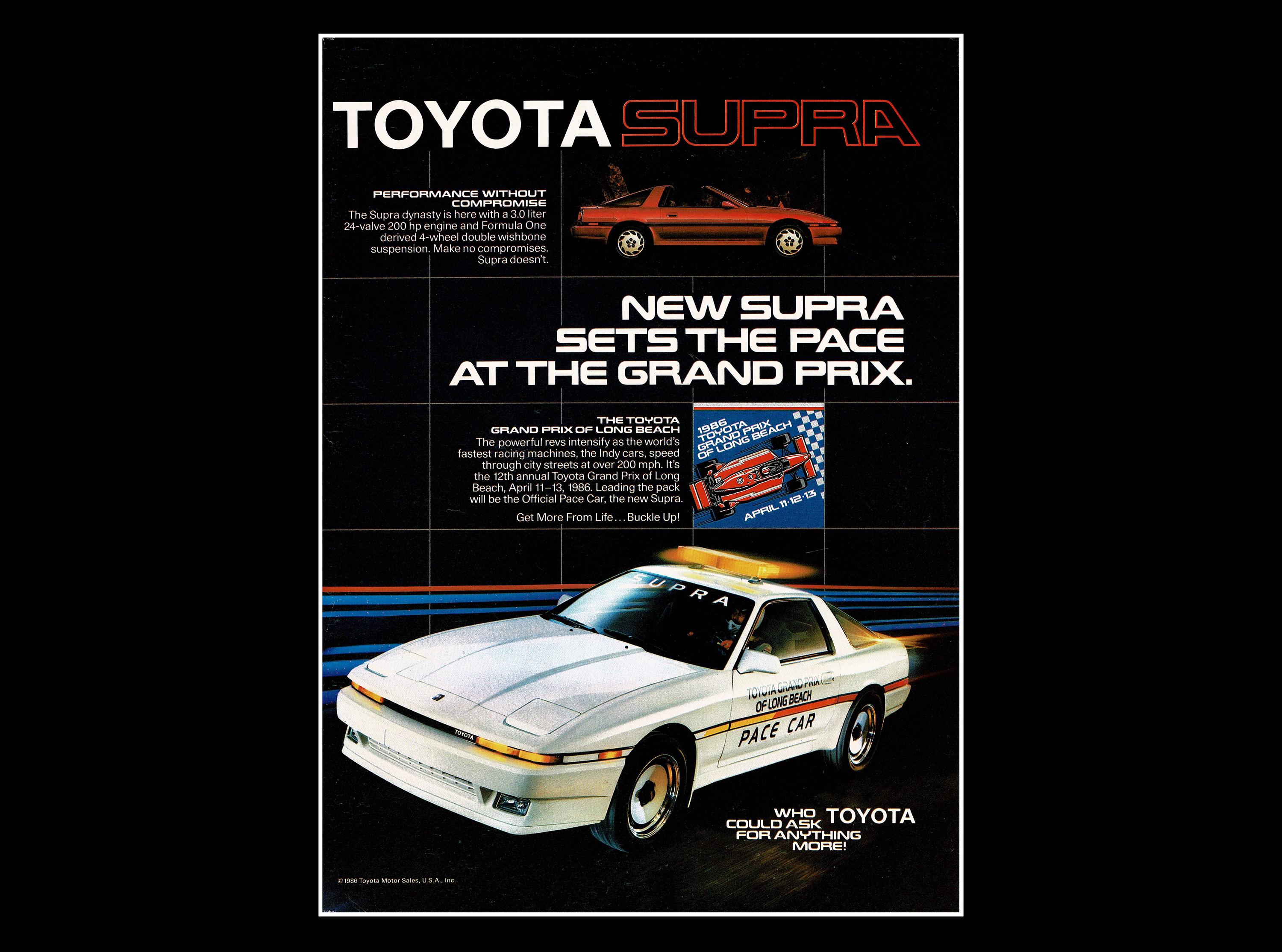 1986 Toyota Supra Original Magazine Ad - Long Beach Grand Prix