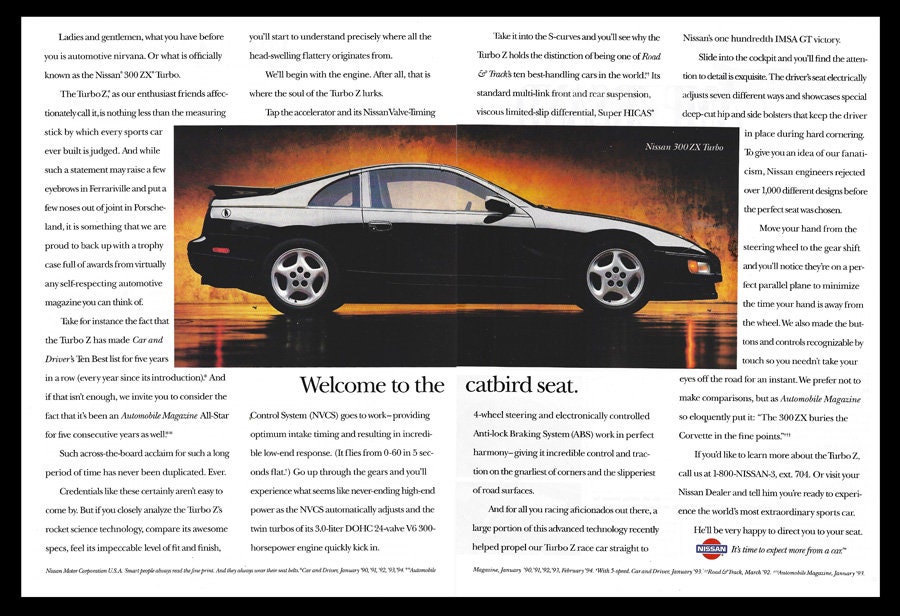 1994 Nissan 300ZX Turbo Original Magazine Ad - Etsy