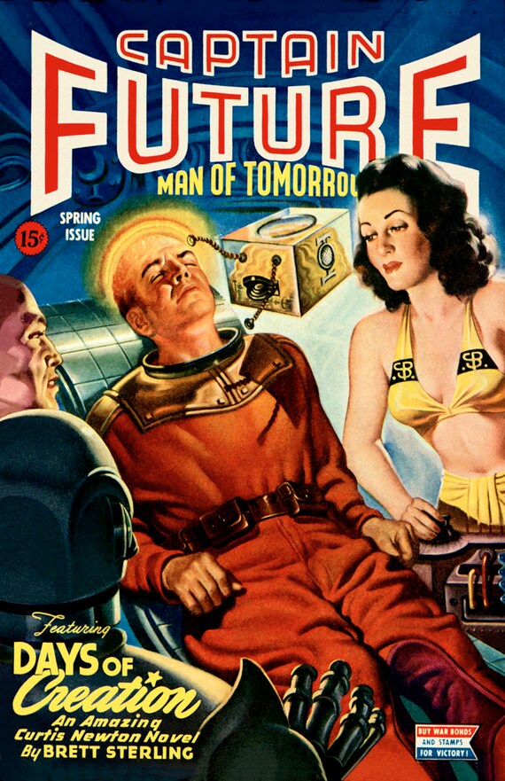 1940's Captain Future Science Fiction Pulp Magazine Cover