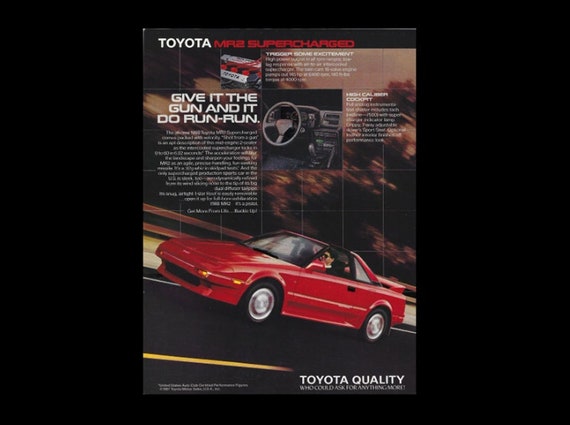 1987 Toyota MR2 Original Magazine Ad - Etsy 日本