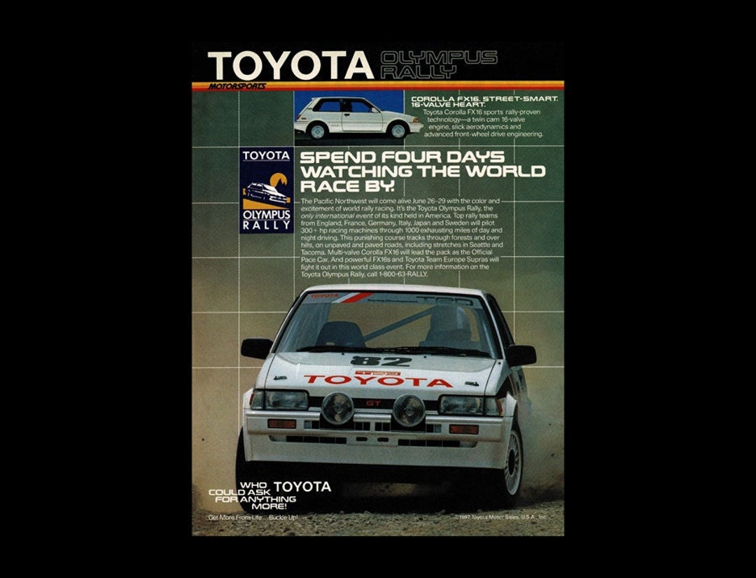 1987 Toyota Corolla FX 16 Rally Race Car Original Magazine Ad - Etsy