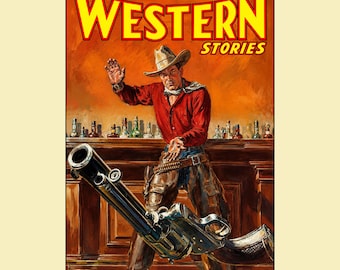 1940's Thrilling Western Stories Pulp Magazine Cover Poster • 11x17 Poster Art Print