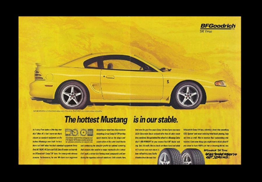 1996 Ford Mustang GT SVT Cobra Original Magazine Ad - BF Goodrich Tires