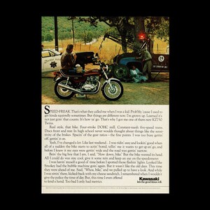 1976 Kawasaki KZ750 Motorcycle Original Magazine Ad