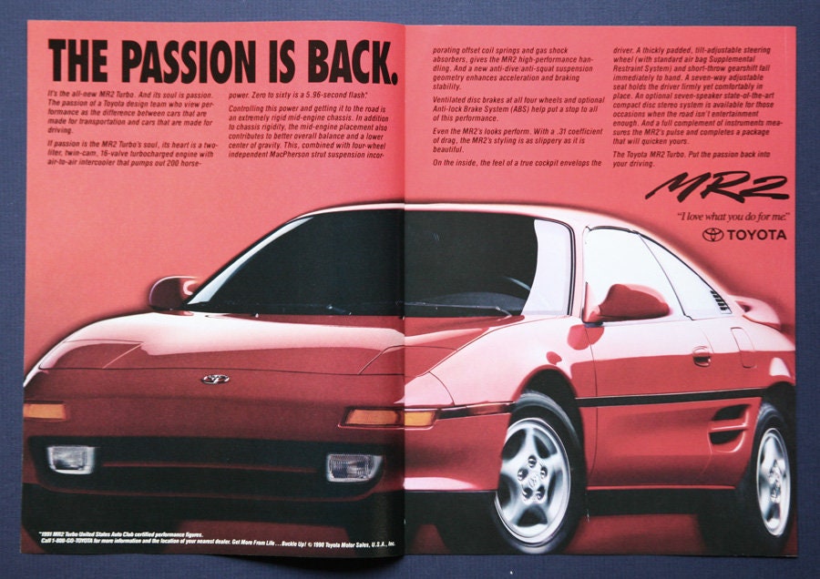 1990 Toyota MR2 Original Magazine Ad - Etsy