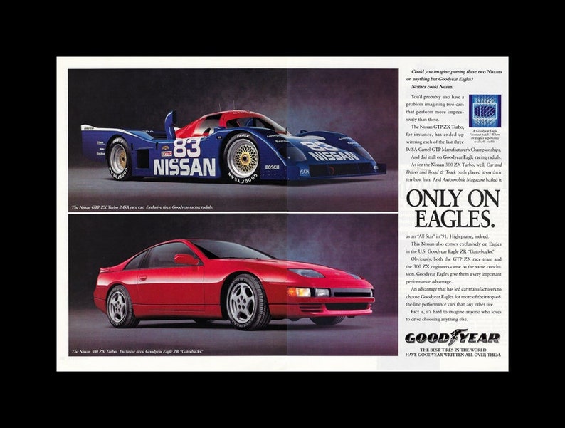 1993 Nissan 300ZX Turbo & GTP ZX IMSA Race Car Original Magazine Ad image 1