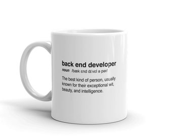 Caneca de desenvolvedor back-end/presente engraçado de programação para programadores e codificadores – "Definição"