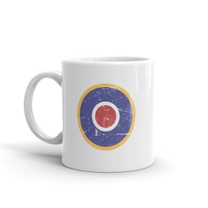 Distressed WWII Airplane Mug / RAF Emblem WW2 Aircraft Gift / Gift For World War 2 Enthusiasts, Pilots, and Historians