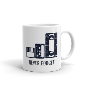 Retro Cassette Mug / Funny Audio Visual Technician Gift – "Never Forget" – Distressed Print