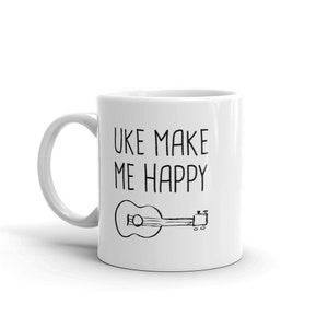 Funny Ukulele Mug, Cute Uke Mug, Ukulele Gift, Ukulele Player Tropical Mug - &quot;Happy&quot;