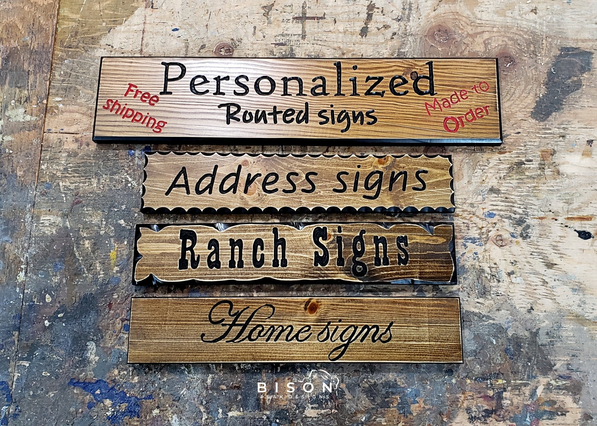Personalized Wood Name Sign. Outdoor Routed Wood Signs. Address Wood