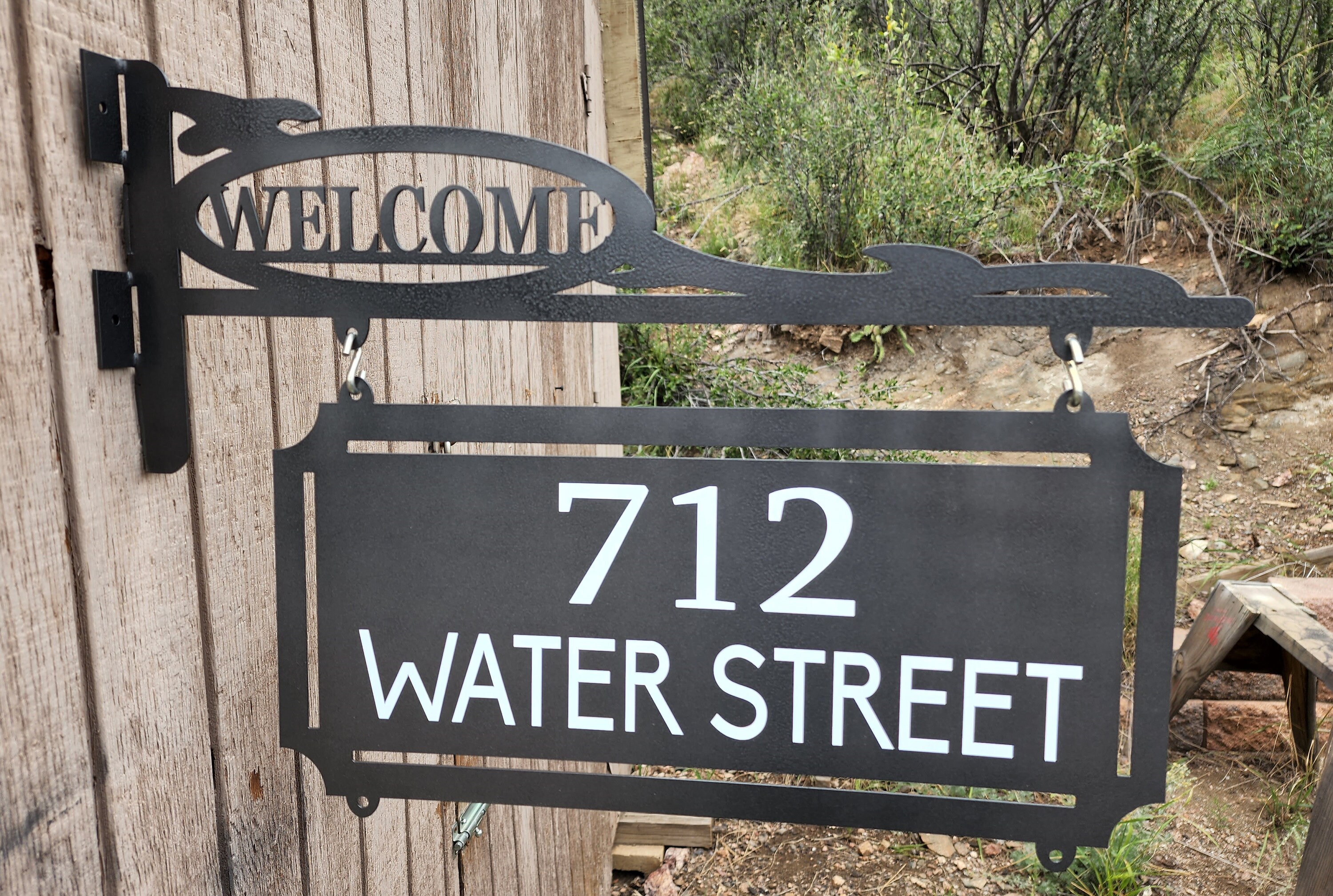 24in Sign Hanger With Address Plate. Personalized With Your Address