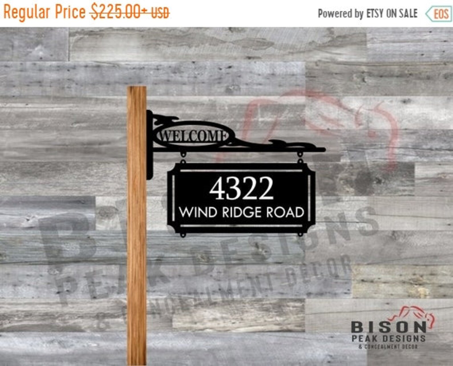 24in Sign Hanger With Address Plate. Personalized With Your Address