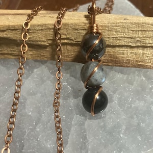 TRIPLE PROTECTION necklace COPPER wire wrapped pendant empath support repel negativity amulet handmade gift for empath obsidian labradorite hematite