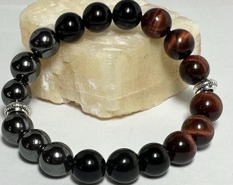 Pulsera de protección contra el acoso escolar, apoyo empático para la confianza infantil, joyería de cristal, obsidiana, ojo de tigre, hematita, regalo para adolescentes, escudo energético.