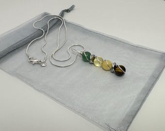 Prosperity & Abundance necklace, wire wrapped pendant, manifest success, attract wealth, good luck crystal, citrine aventurine, tigers eye