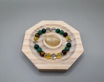 Pulsera de piedras preciosas para atraer riqueza, joyería de cristal con intención, malaquita, aventurina, ojo de tigre, citrino, cuarzo, mala de muñeca para manifestar dinero.
