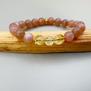 Sun Energy Bracelet Citrine Wrist Mala Sunstone Gemstone Beaded Crystal Healing Jewelry Solar Sunlight Positivity Confidence Abundance happy