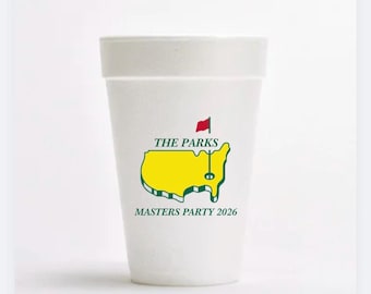 Custom Golf Party Styrofoam Cups, Personalized Party Favors, Set of 12