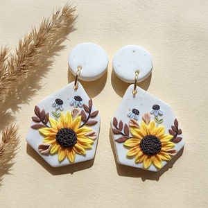 Sunflower Earrings • Floral Clay Earrings • Handmade Jewelry • Spring • Summer • Gift For Her