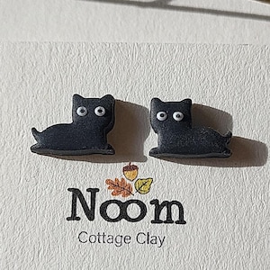 Cute Black Cat Stud Earrings Funny Cat Jewelry, Cat Lover Gift For Women