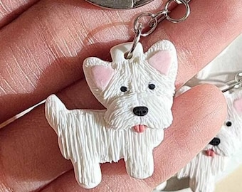 Westie Keychain, Cute Westie Gifts For Dog Love, Handmade Keyring