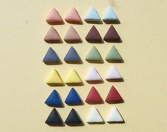 Tiny Triangle Stud Earrings • Minimalist Clay Earrings • Neutral • Simple Earrings For Women And Men • Polymer Clay • Mix And Match • 6 mm